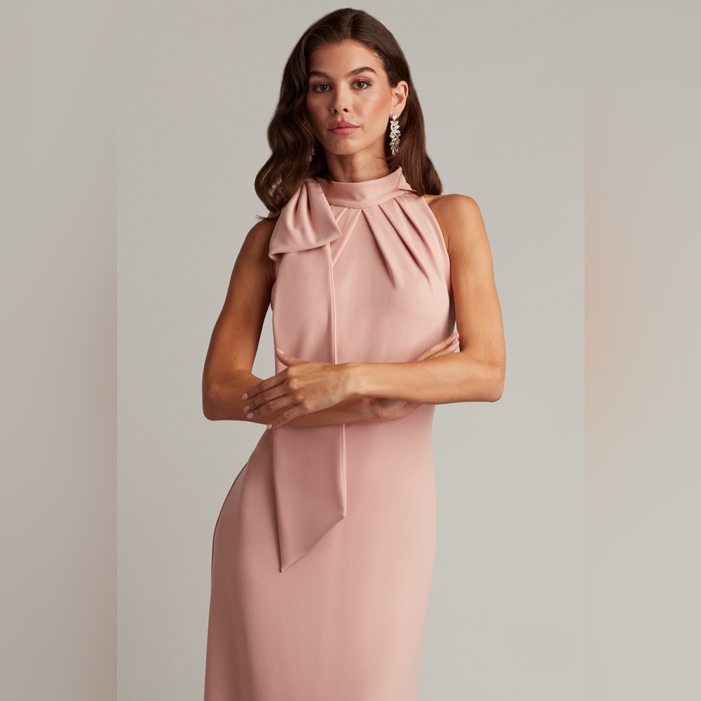TADASHI SHOJI - SIMS SHOULDER BOW HALTER GOWN - Picture 4 of 5